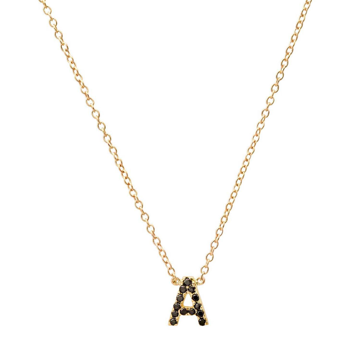 Delicate Black Diamond Initial Necklace