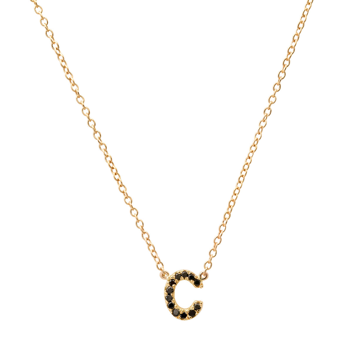 Delicate Black Diamond Initial Necklace