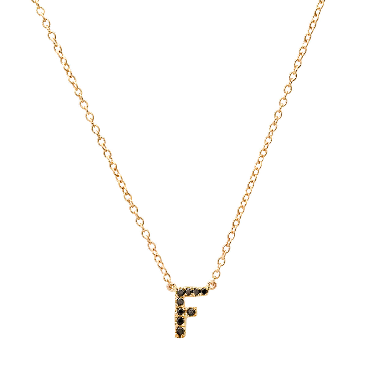 Delicate Black Diamond Initial Necklace