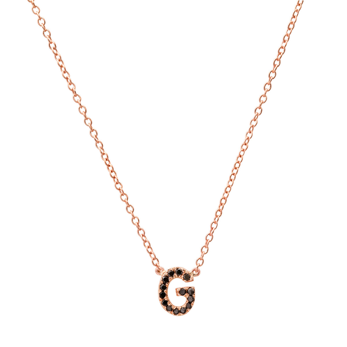 Delicate Black Diamond Initial Necklace