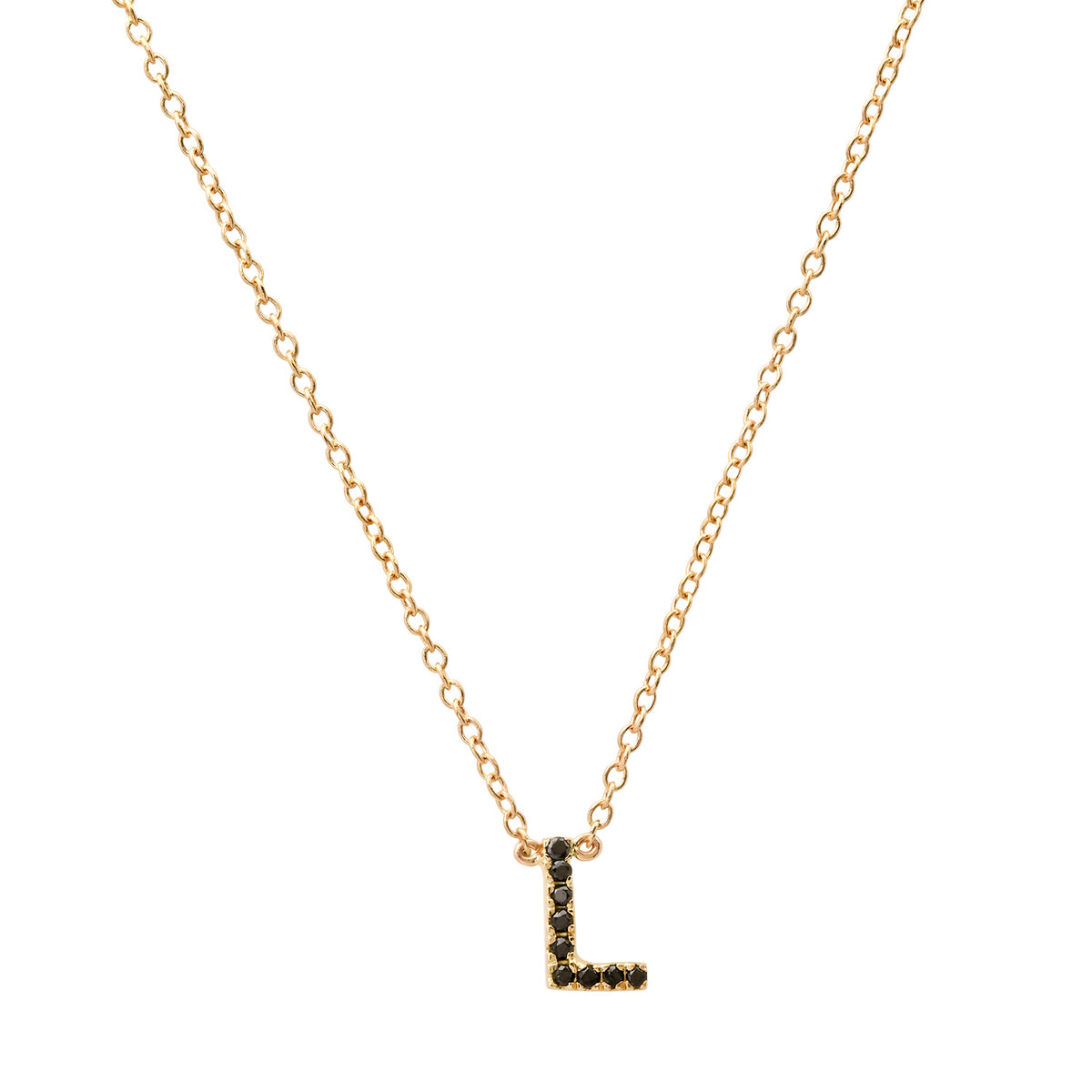 Delicate Black Diamond Initial Necklace