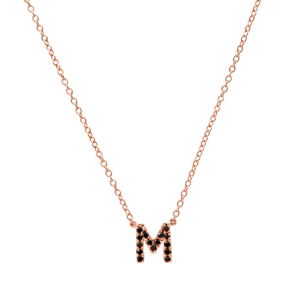 Delicate Black Diamond Initial Necklace