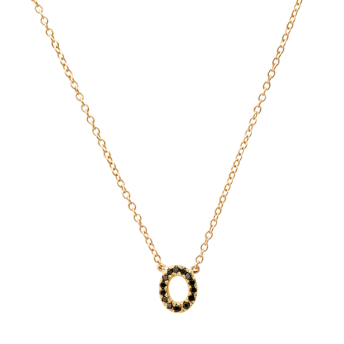 Delicate Black Diamond Initial Necklace