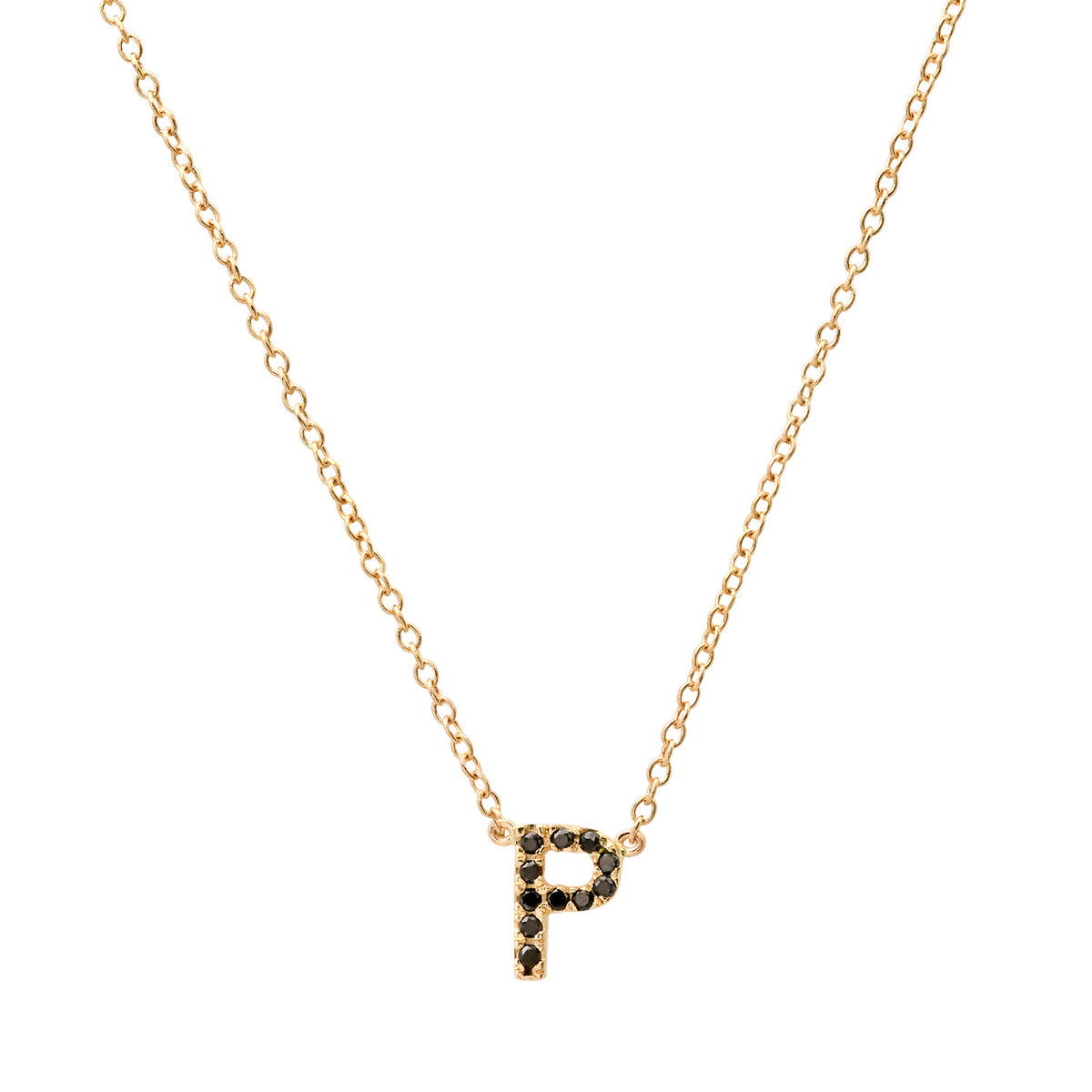 Delicate Black Diamond Initial Necklace