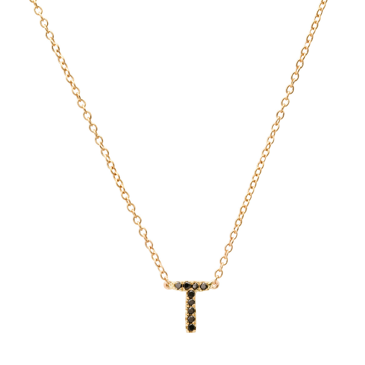 Delicate Black Diamond Initial Necklace