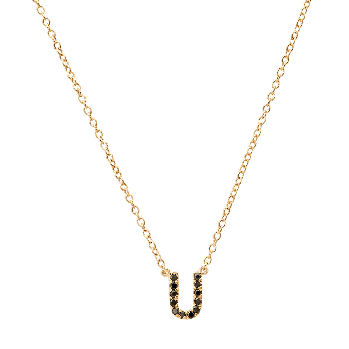 Delicate Black Diamond Initial Necklace