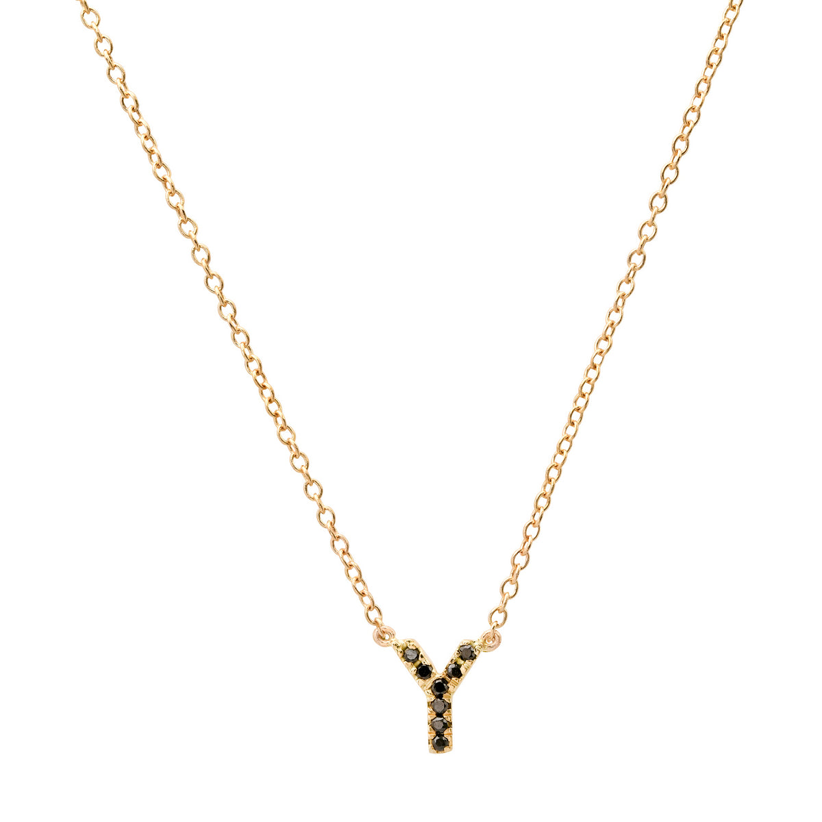 Delicate Black Diamond Initial Necklace