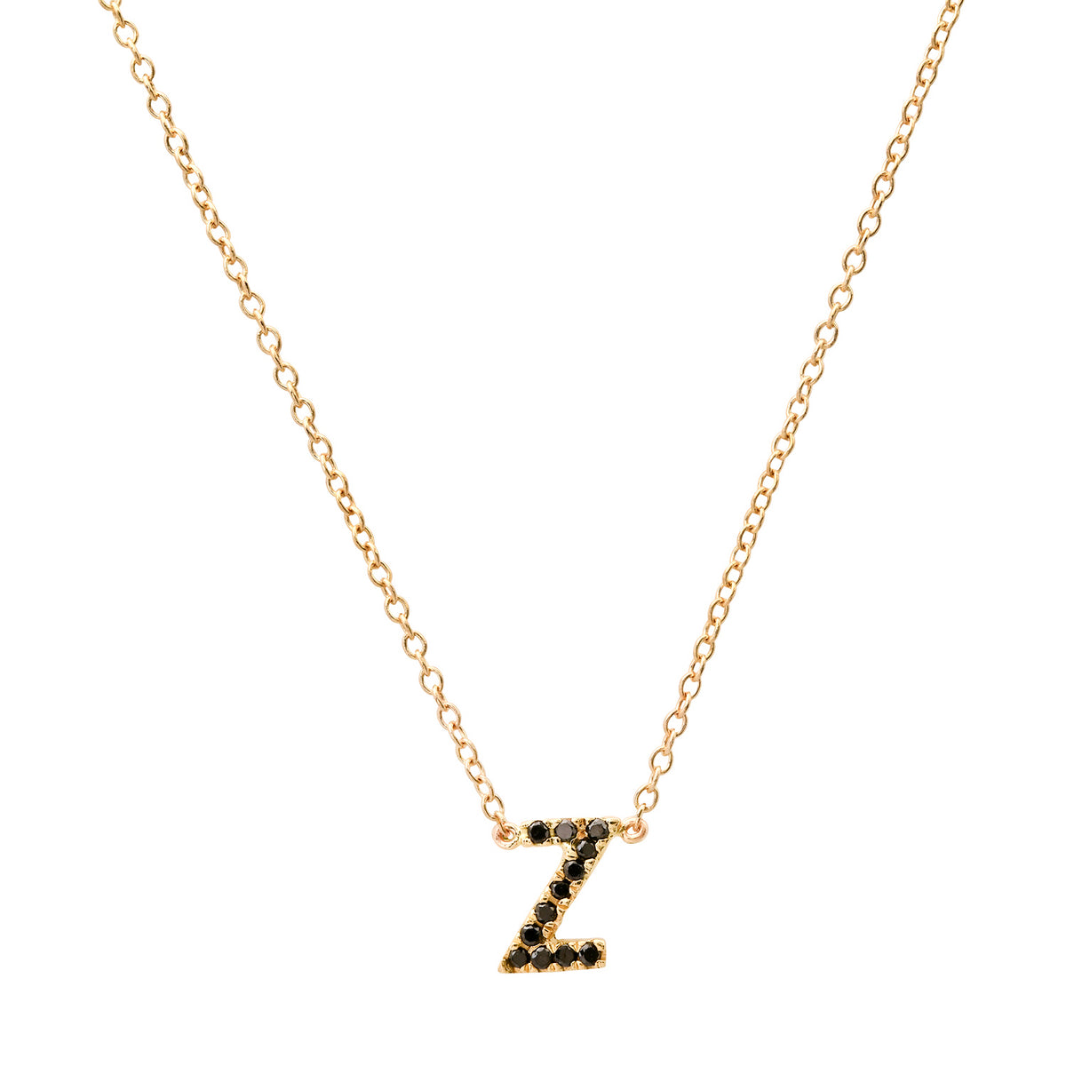 Delicate Black Diamond Initial Necklace